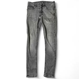 Denim Co Washed Grey Skinny Jeans Stretch Lycra W25 Y2K Mid Rise